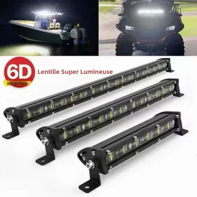Barre lumineuse LED noire, boîtier aluminium
