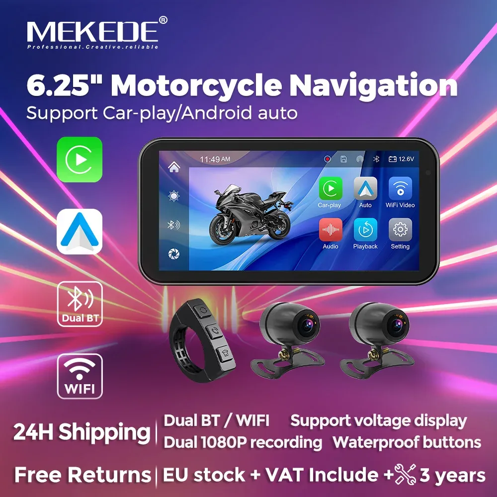 Écran GPS moto 6,25 pouces étanche Carplay
