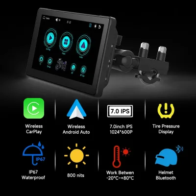 Écran GPS moto 7 pouces étanche, sans fil – image 2