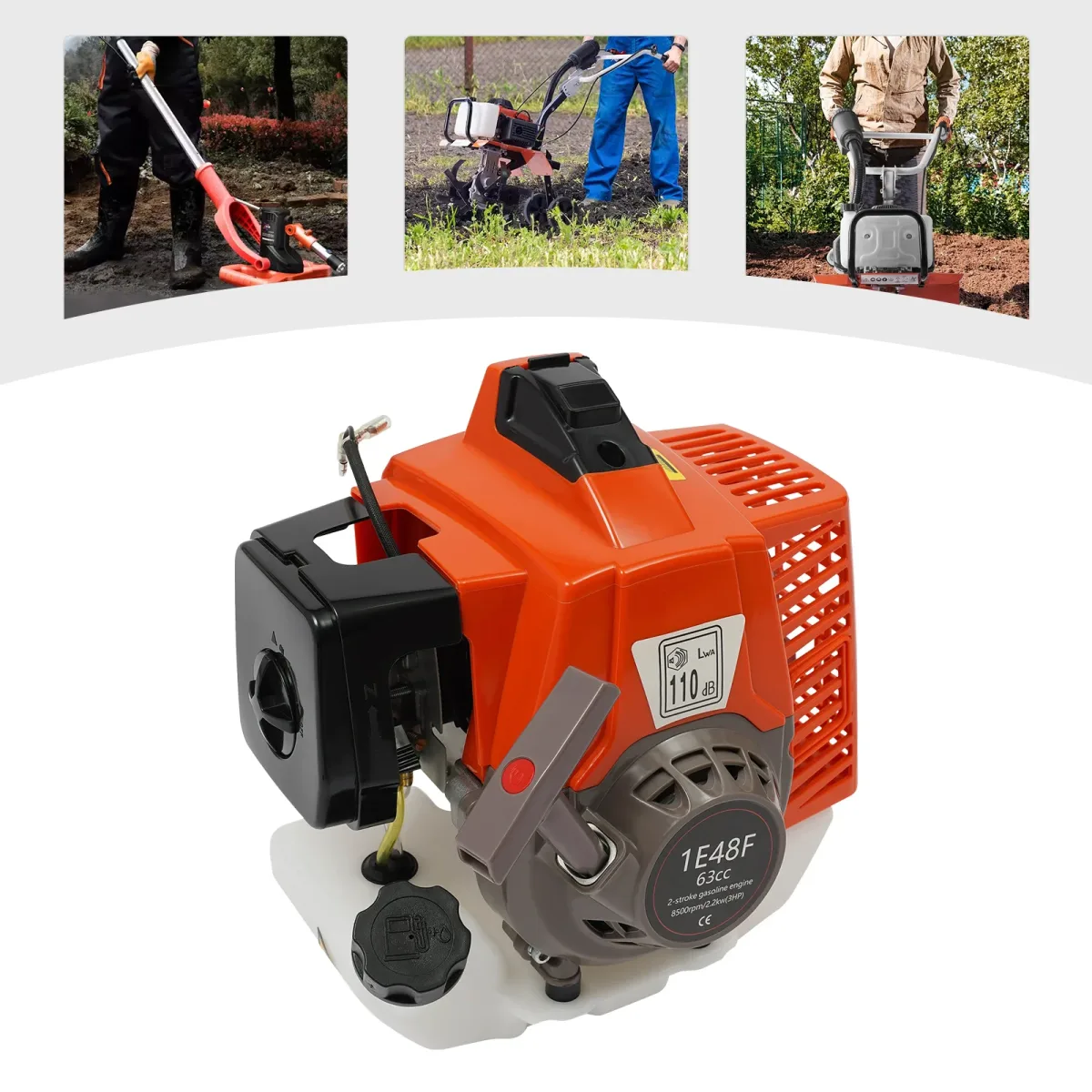 Moteur à essence 2 temps 63 cm³ rouge