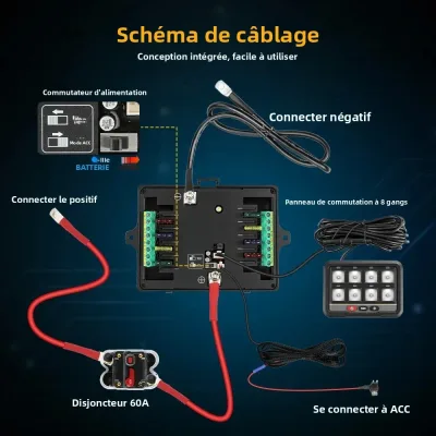 Panneau de commande 8 interrupteurs 12 V 24 V – image 2