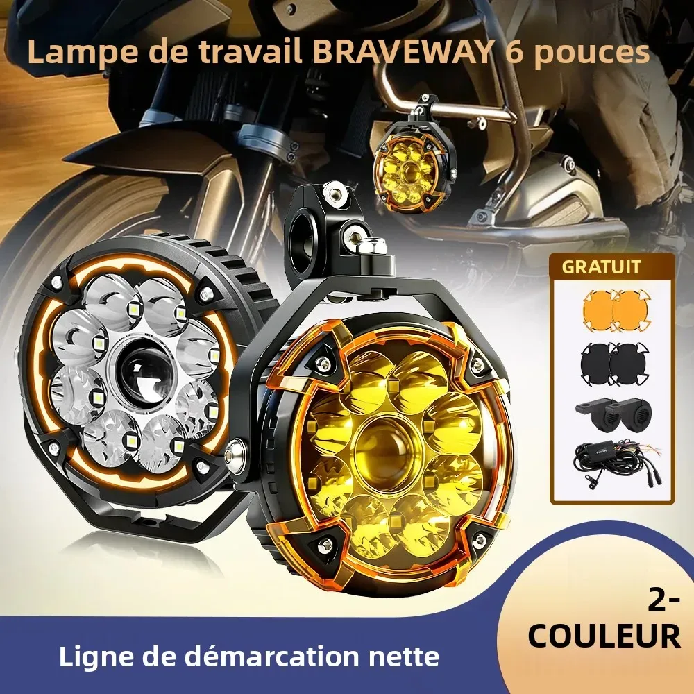 Phare additionnel LED rond de 15 cm, feu ambre