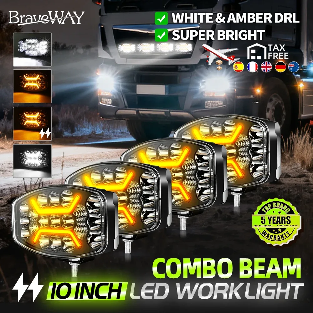 Phare LED ovale double couleur blanc et ambre