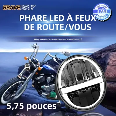 Phare LED rond noir de 14,5 cm, blanc 6000 K