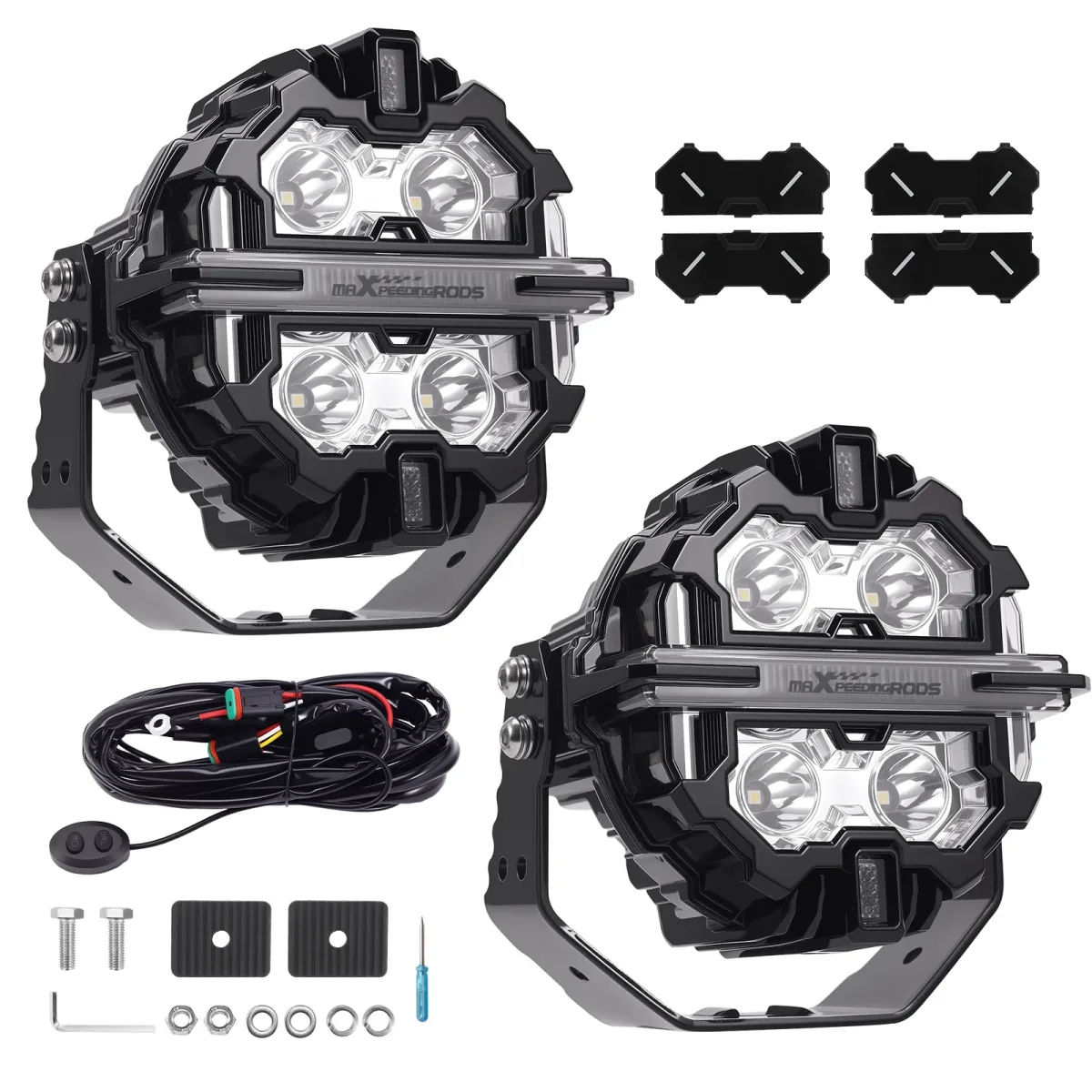 Phares LED ronds 12,5 cm blanc et ambre