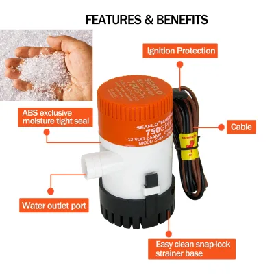 Pompe de cale submersible 12 V, 750 GPH – image 2