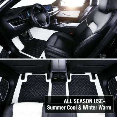 Tapis de sol de voiture en simili cuir, 5 places