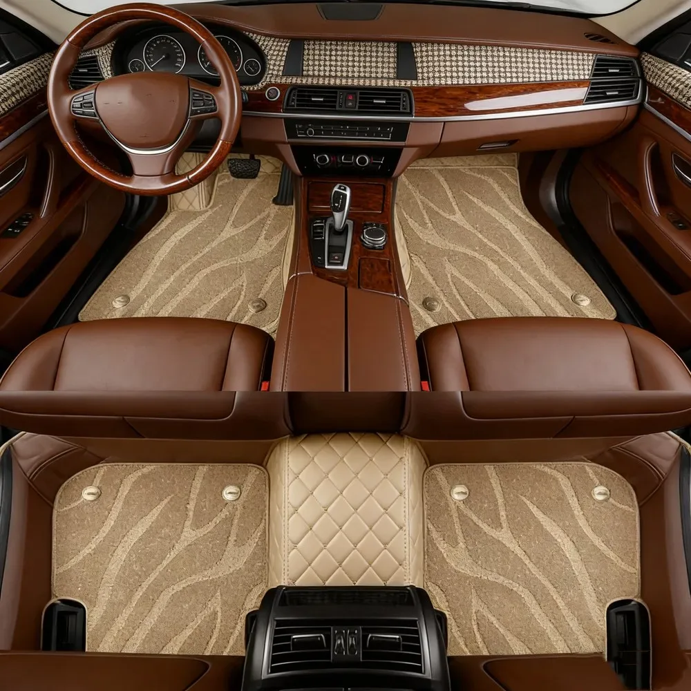 Tapis de voiture double couche motif fleurs