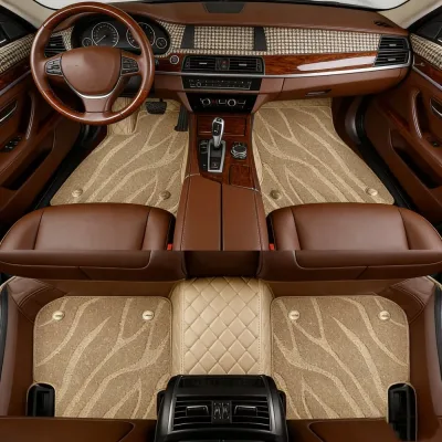 Tapis de voiture double couche motif fleurs
