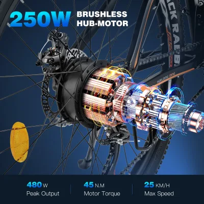 Vélo électrique 21 vitesses, roues de 66 cm – image 2