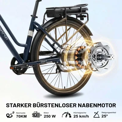 Vélo électrique urbain bleu ou beige, cadre bas – image 2